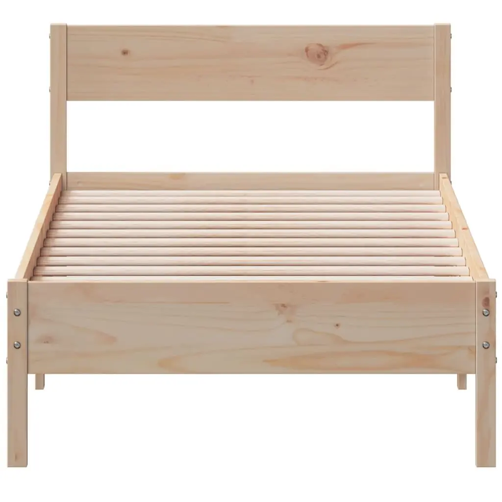 Solid Wood Bed Frame 90x190 cm Slatted Base Headboard Brown