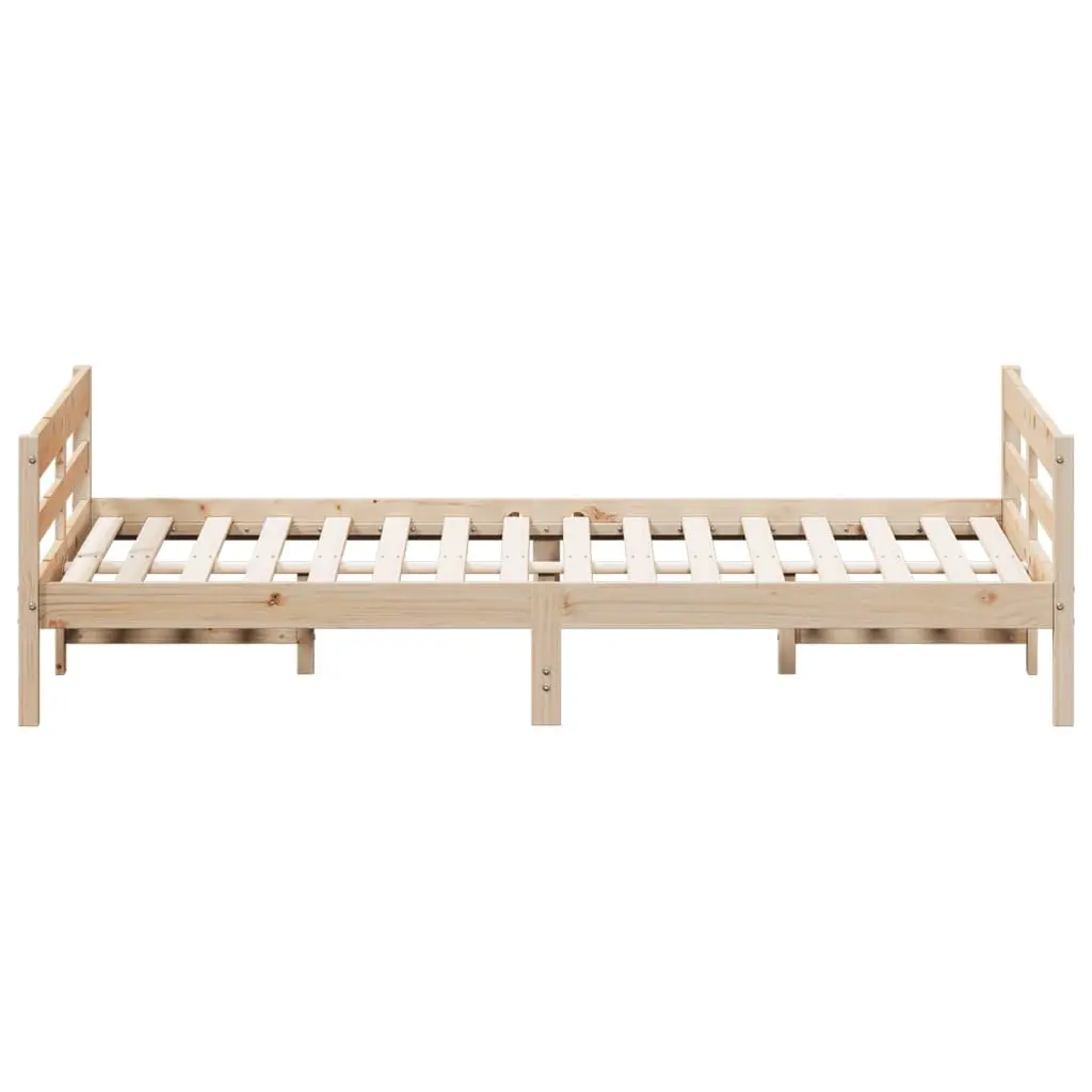 Bed Frame Double Solid Pine Wood 137x187cm Brown Wooden Bedroom Furniture