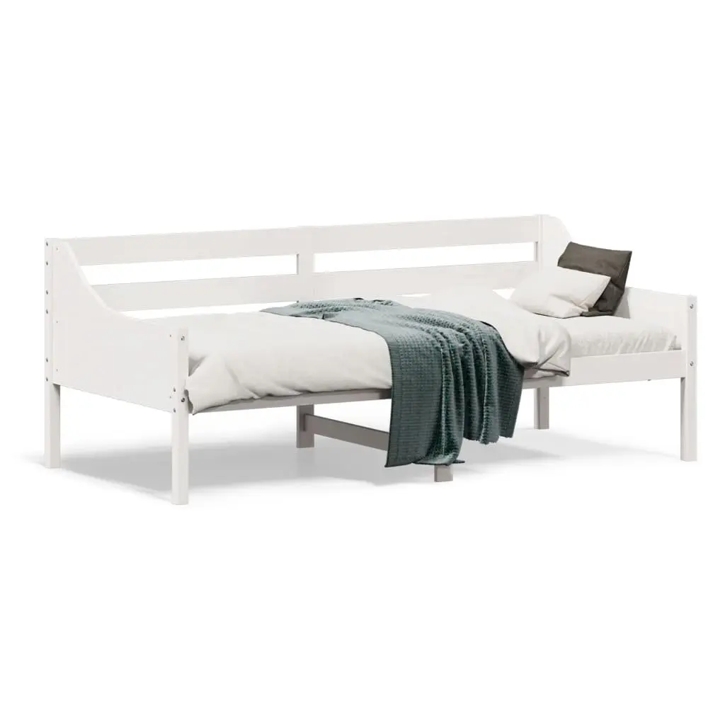 Day Bed Frame Solid Wood Pine White 90x190 cm Sofa Bed with Guardrails Slats
