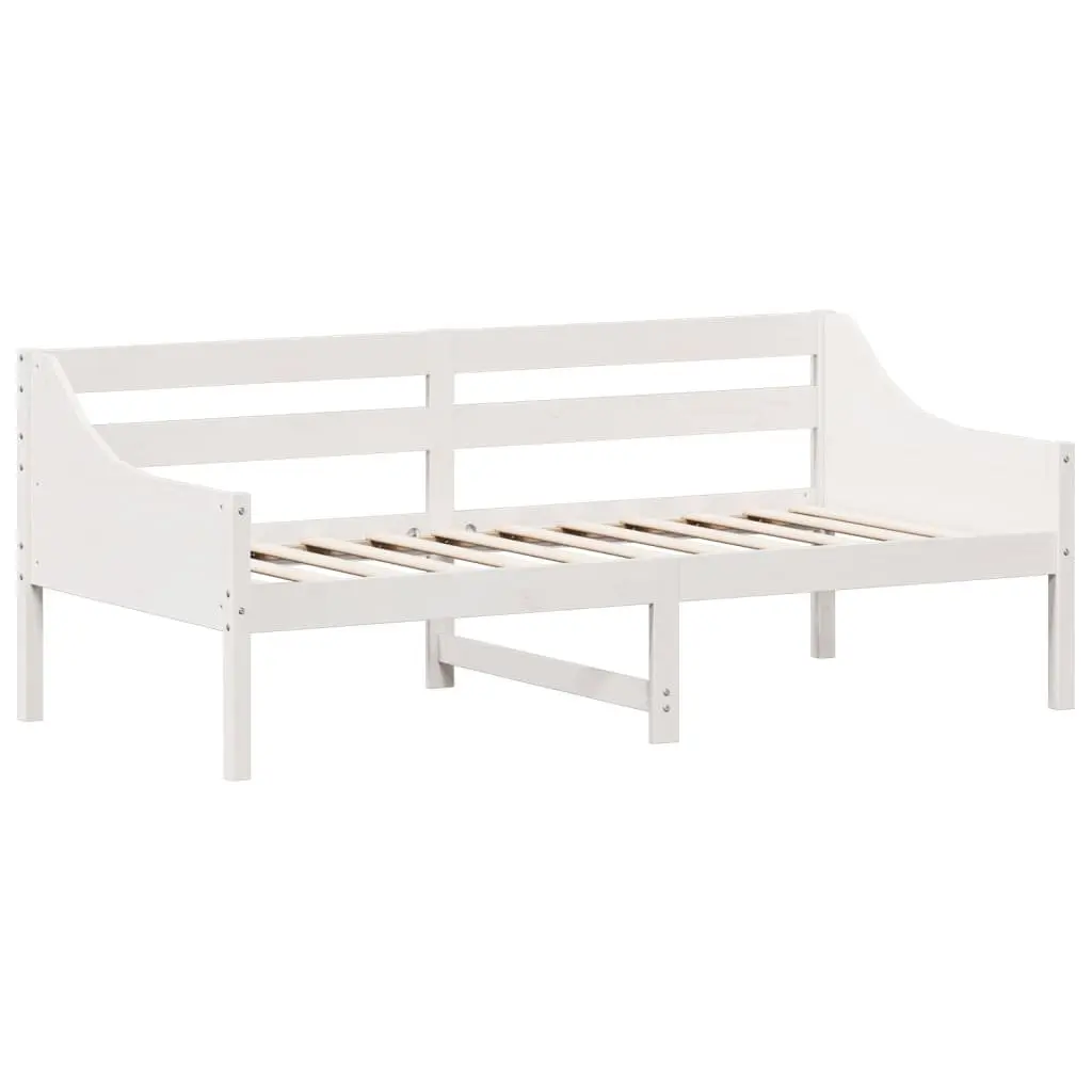 Day Bed Frame Solid Wood Pine White 90x190 cm Sofa Bed with Guardrails Slats