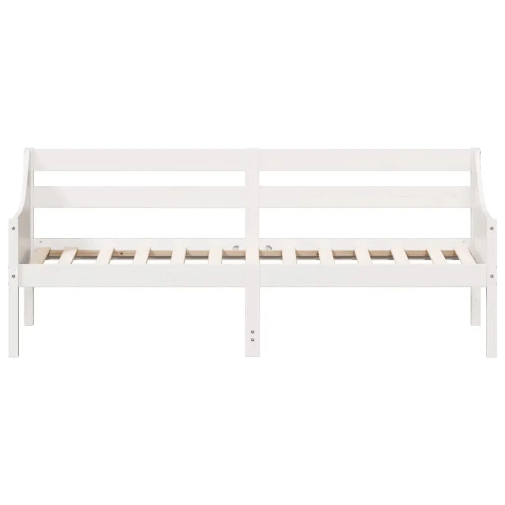 Day Bed Frame Solid Wood Pine White 90x190 cm Sofa Bed with Guardrails Slats