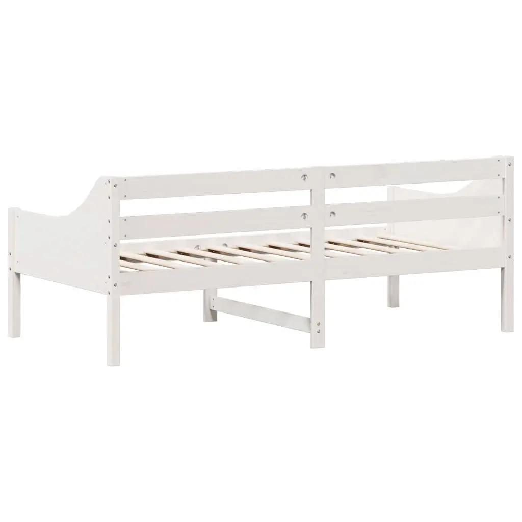 Day Bed Frame Solid Wood Pine White 90x190 cm Sofa Bed with Guardrails Slats