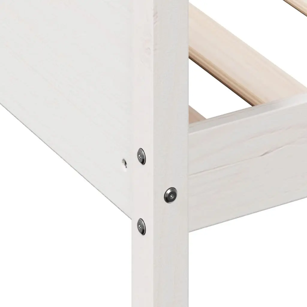 Day Bed Frame Solid Wood Pine White 90x190 cm Sofa Bed with Guardrails Slats