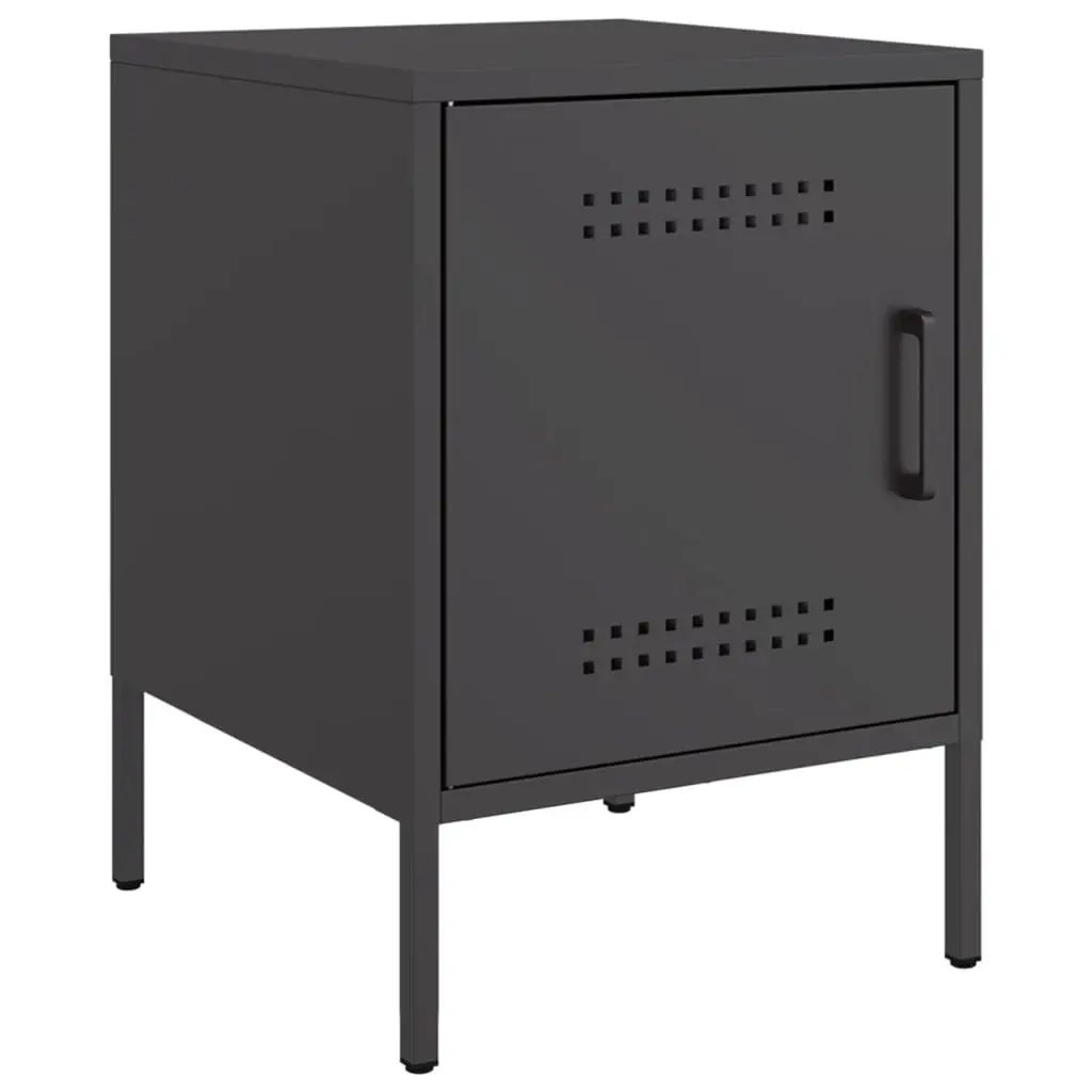 Bedside Cabinets 2 pcs Black Industrial Nightstand Storage Side Table