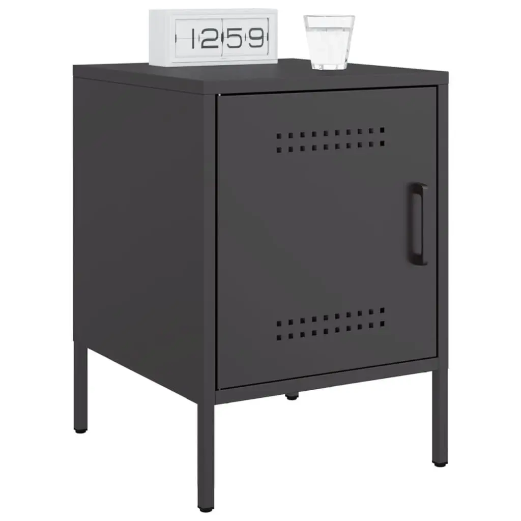 Bedside Cabinets 2 pcs Black Industrial Nightstand Storage Side Table