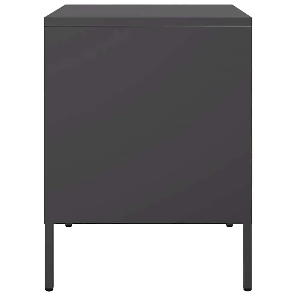 Bedside Cabinet Storage Table 2 Drawer Black Industrial Style 36 x 39 x 50.5 cm