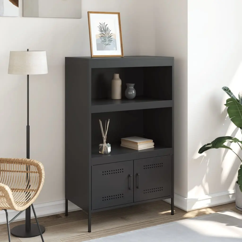 Highboard Storage Cabinet Black Industrial Style Living Room Bedroom Furniture