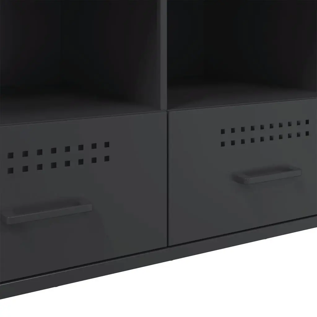 TV Cabinet Black Industrial Style Steel Frame 100.5cm Living Room Storage Unit