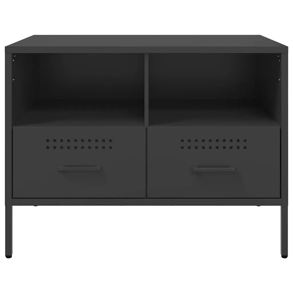 TV Cabinets 2 pcs Black Industrial Storage Unit Steel Frame Living Room Bedroom