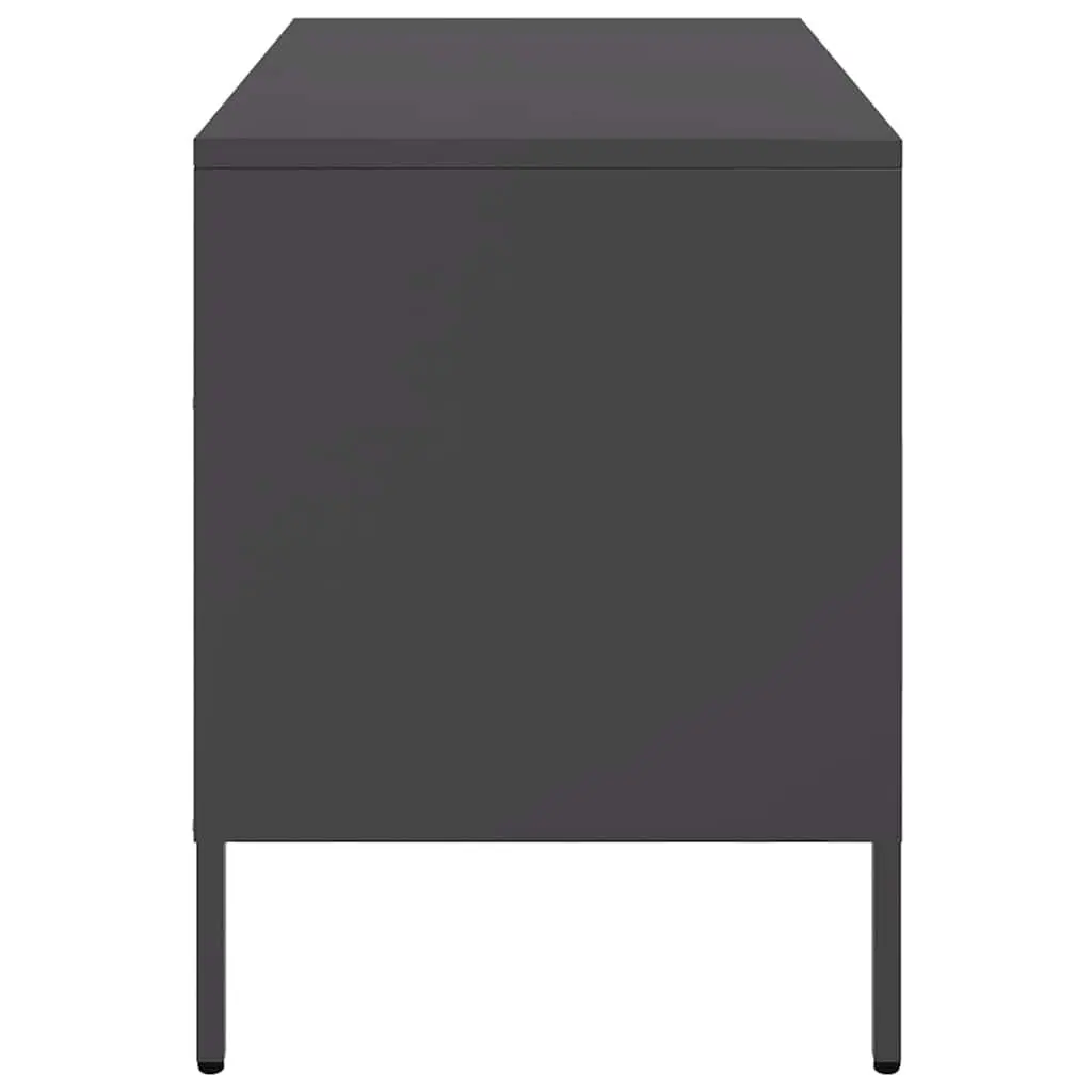 TV Cabinets 2 pcs Black Industrial Storage Unit Steel Frame Living Room Bedroom