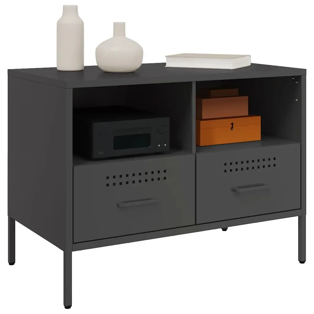 TV Cabinets 2 pcs Black Industrial Storage Unit Steel Frame Living Room Bedroom