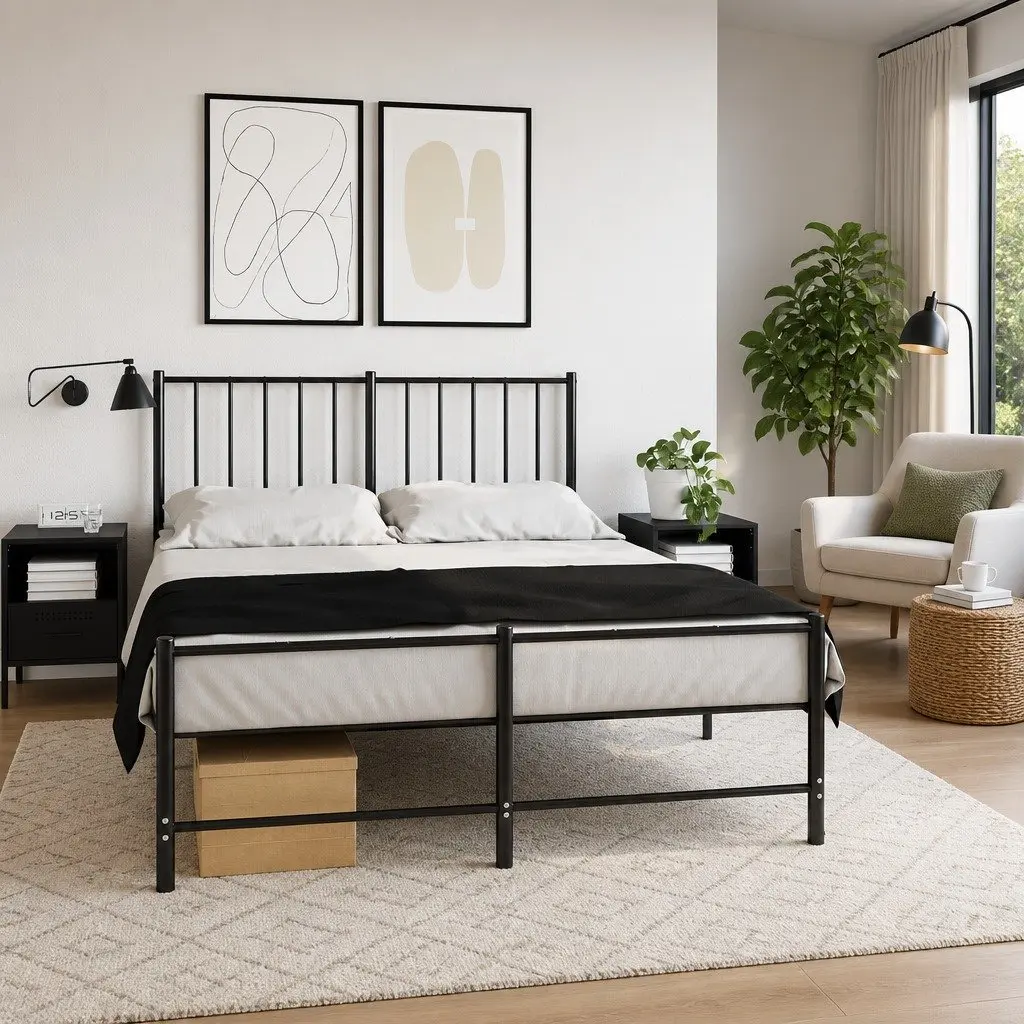 Bedside Cabinets 2 pcs Black Industrial Steel Storage Side Tables 36x39x50.5cm