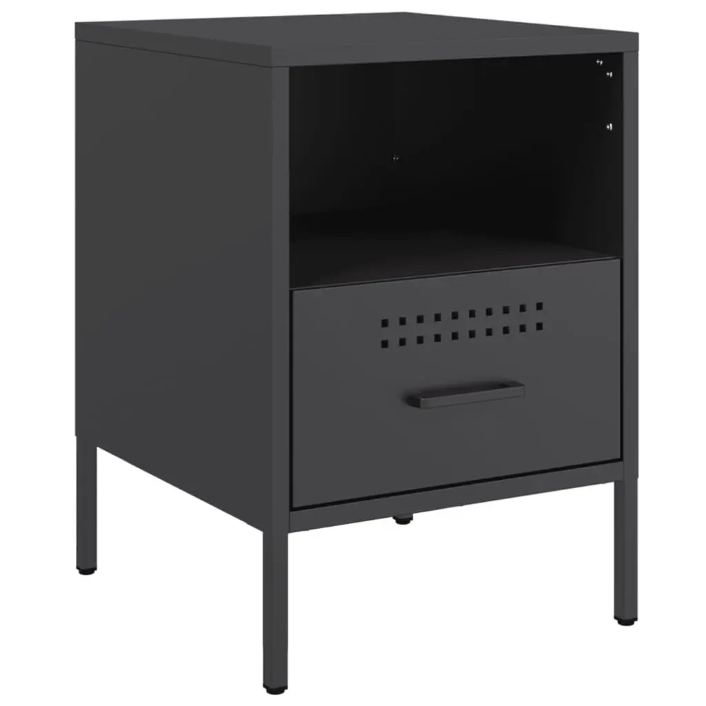 Bedside Cabinets 2 pcs Black Industrial Steel Storage Side Tables 36x39x50.5cm