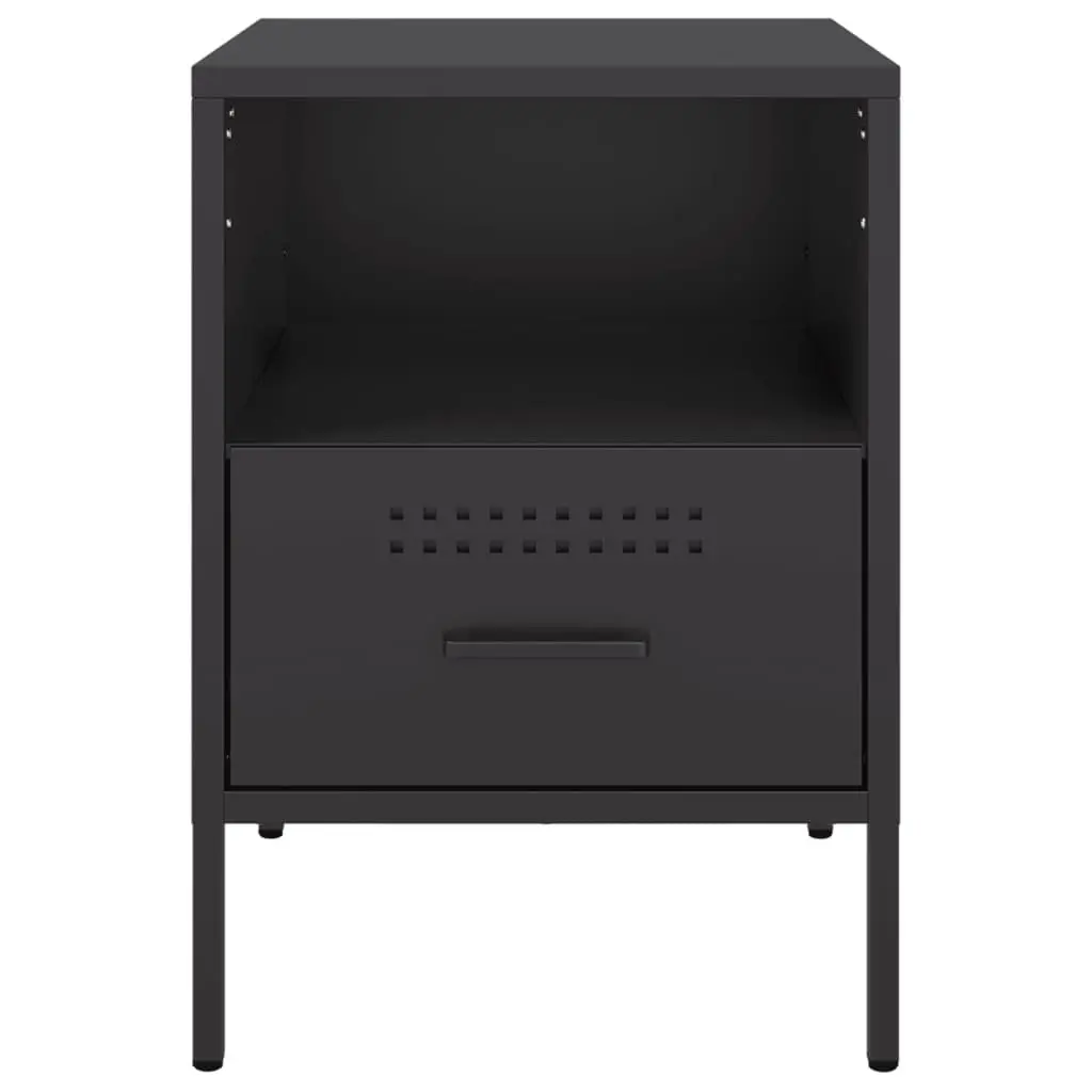 Bedside Cabinets 2 pcs Black Industrial Steel Storage Side Tables 36x39x50.5cm