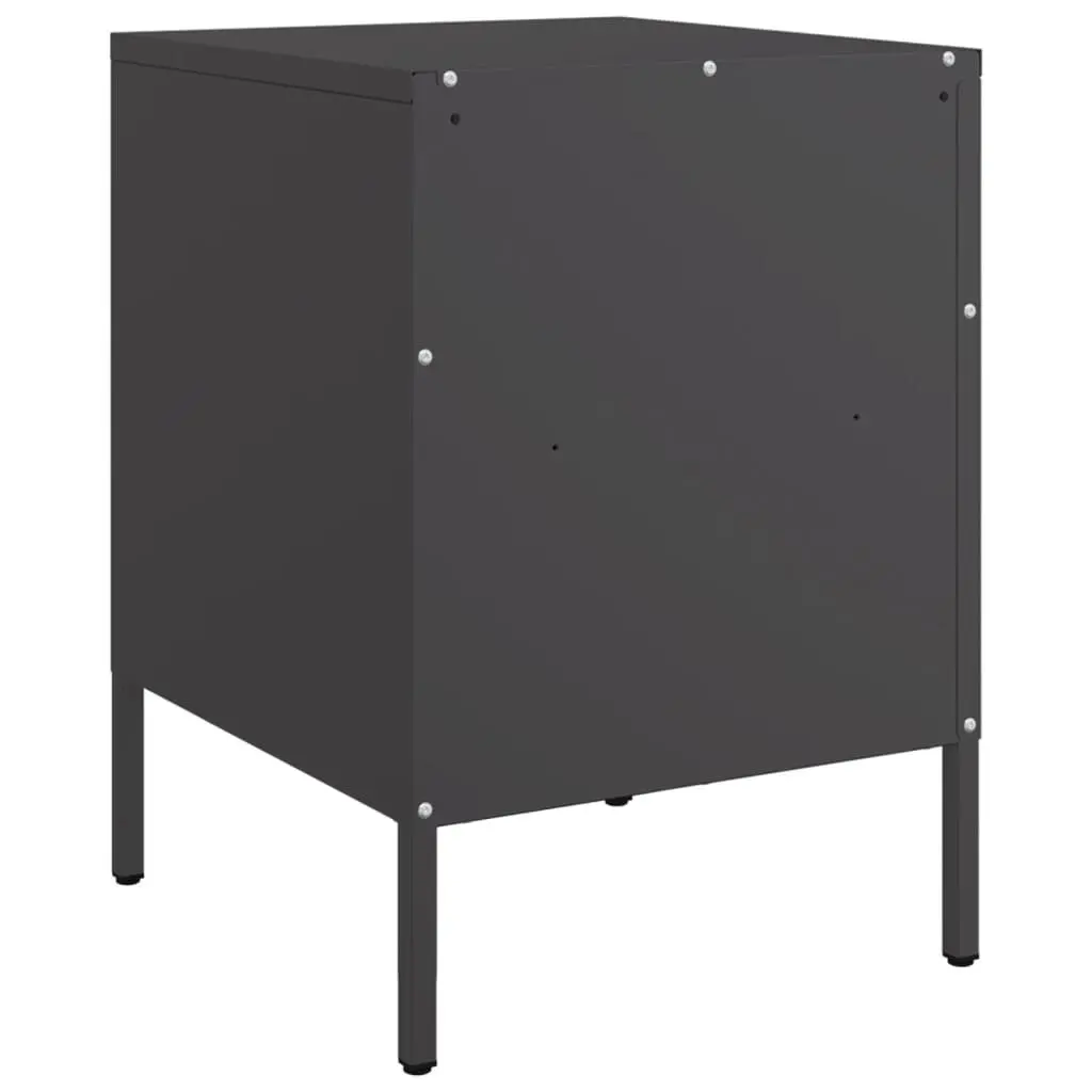 Bedside Cabinets 2 pcs Black Industrial Steel Storage Side Tables 36x39x50.5cm