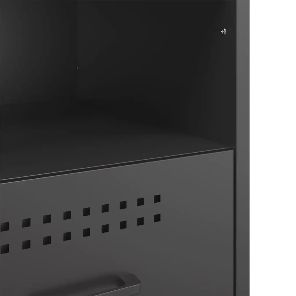 Bedside Cabinets 2 pcs Black Industrial Steel Storage Side Tables 36x39x50.5cm