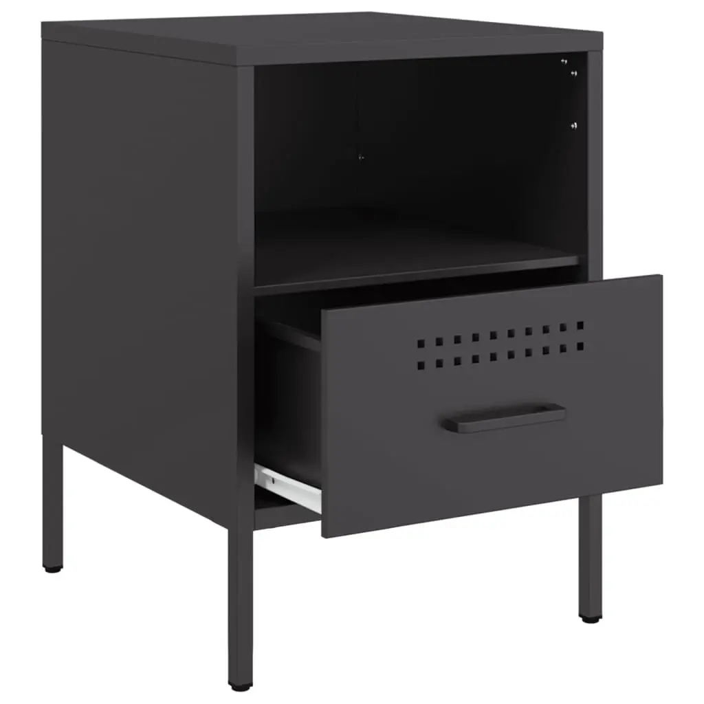 Bedside Cabinets 2 pcs Black Industrial Steel Storage Side Tables 36x39x50.5cm