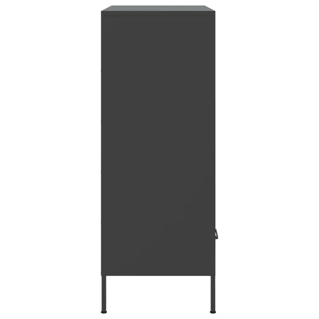 Highboard Cabinet Storage 68x39x101.5cm Black Industrial Style
