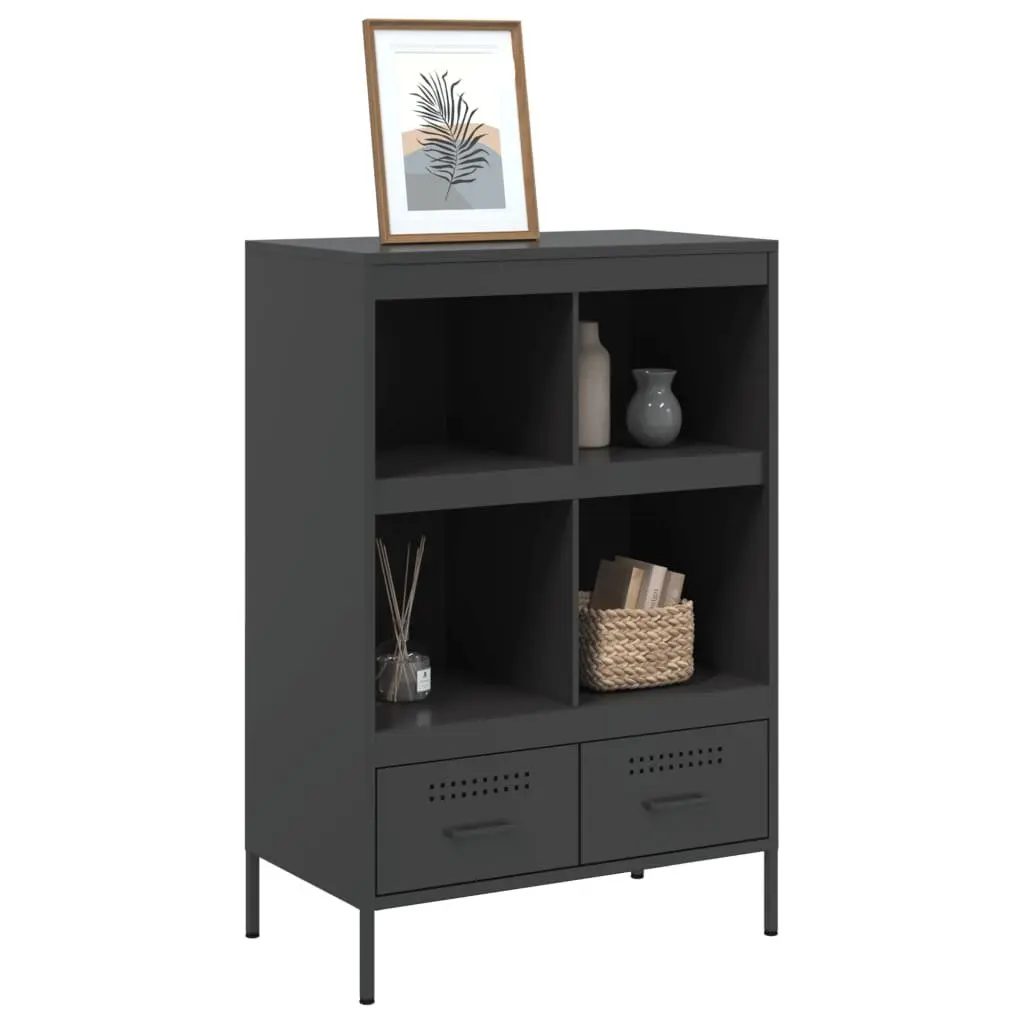 Highboard Cabinet Storage 68x39x101.5cm Black Industrial Style