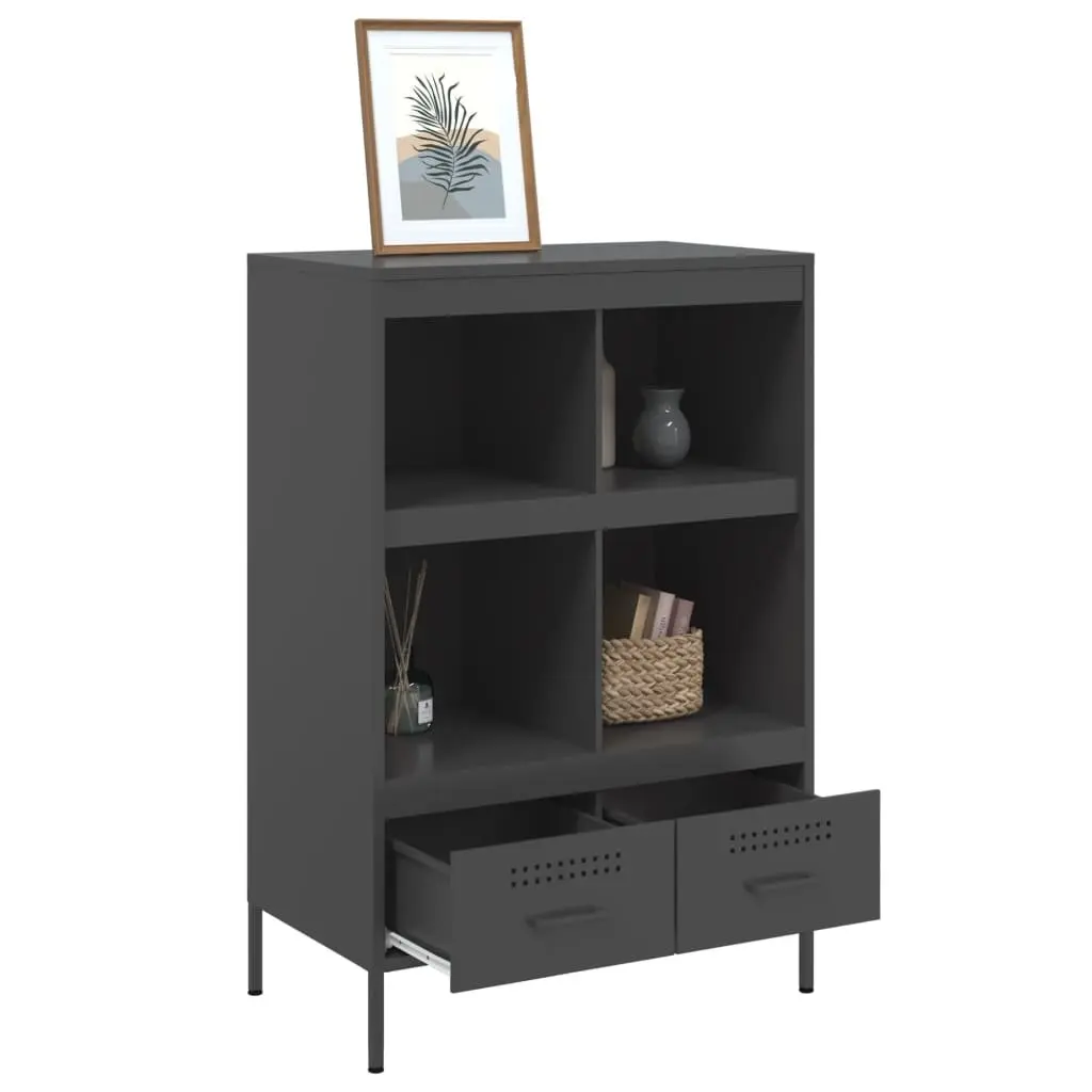 Highboard Cabinet Storage 68x39x101.5cm Black Industrial Style