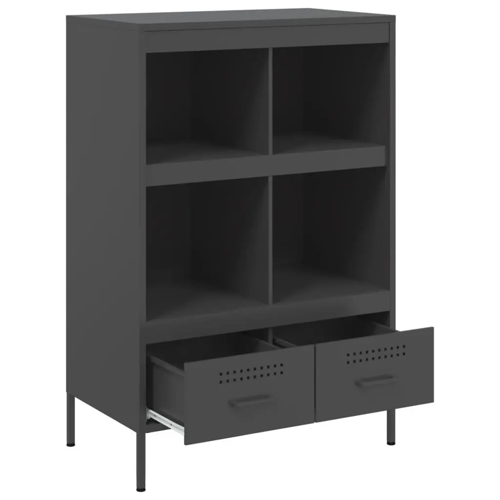 Highboard Cabinet Storage 68x39x101.5cm Black Industrial Style