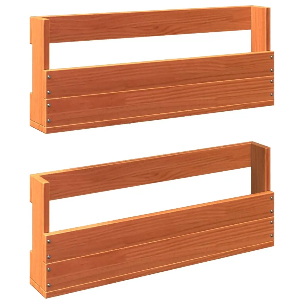 Wall-Mounted Shoe Rack Organizer 2 Pieces Solid Pine Wood Storage Brown