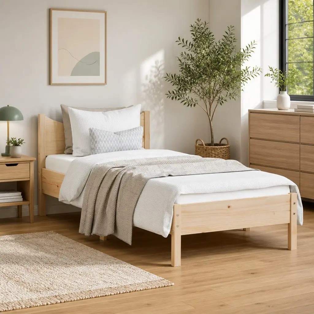 Single Bed Frame Slatted Base 92x187 cm Solid Wood Pine Brown
