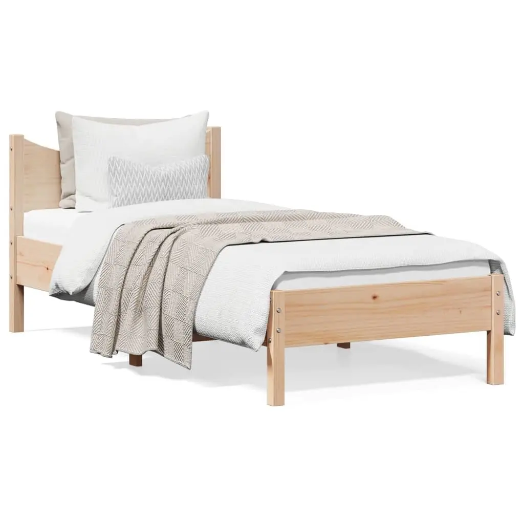 Single Bed Frame Slatted Base 92x187 cm Solid Wood Pine Brown