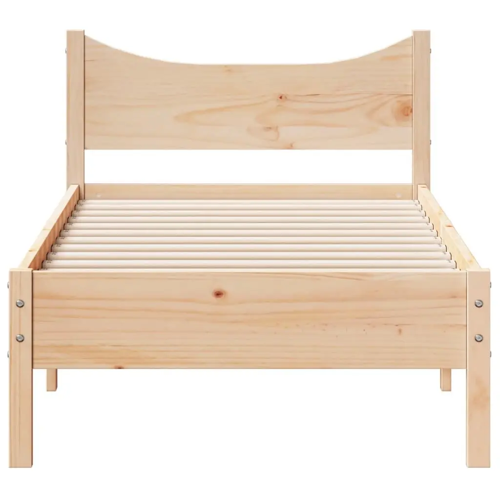 Single Bed Frame Slatted Base 92x187 cm Solid Wood Pine Brown