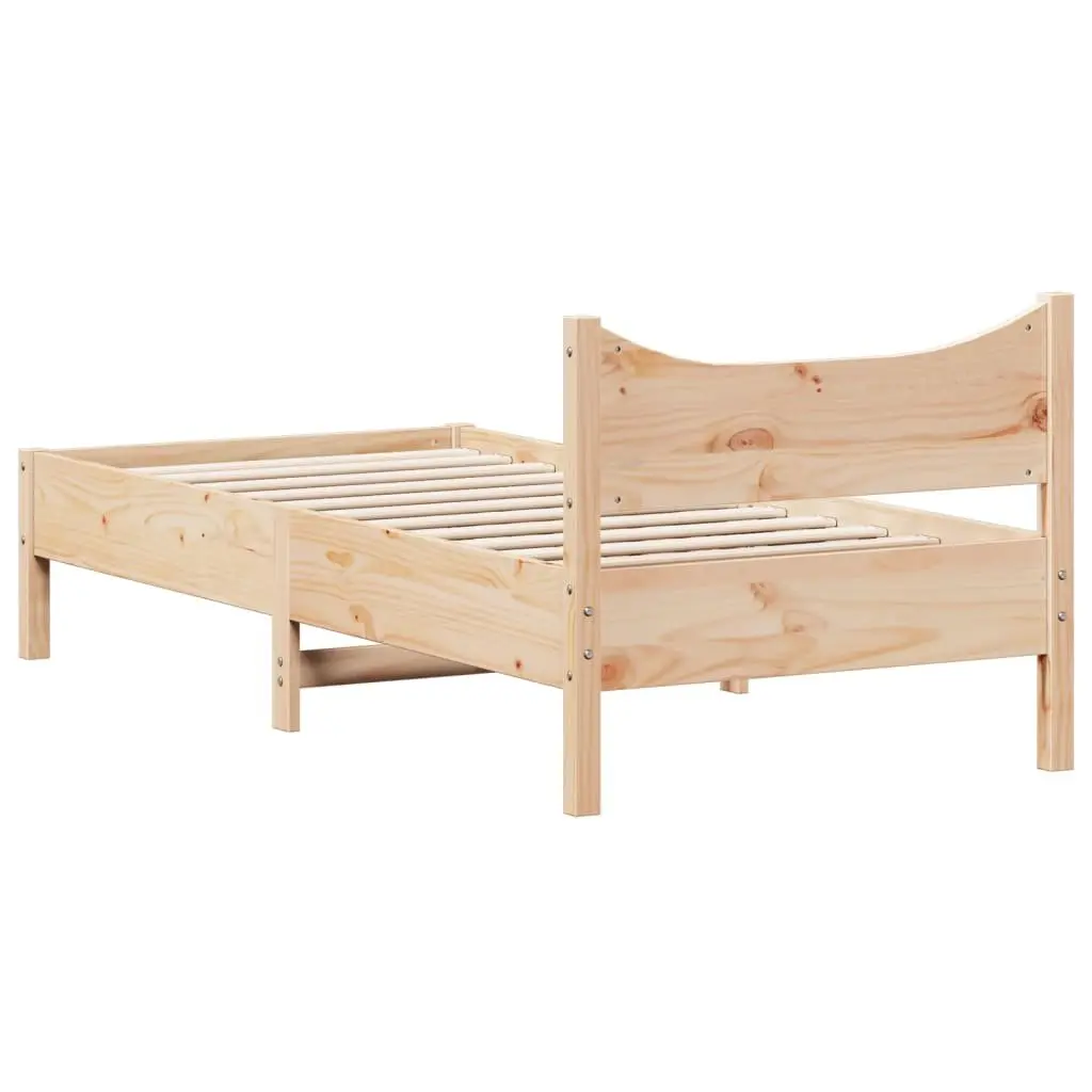 Single Bed Frame Slatted Base 92x187 cm Solid Wood Pine Brown