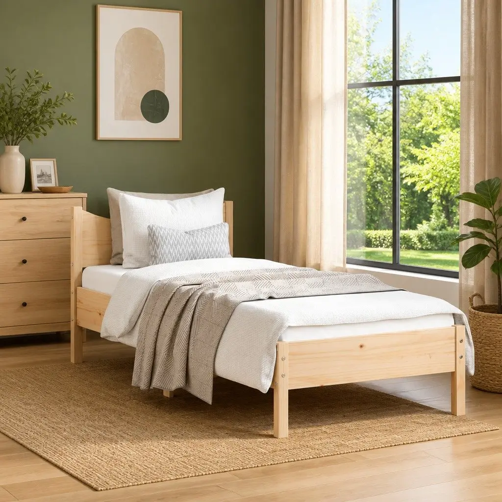 Solid Wood Bed Frame 90x190 cm Brown Bedroom Furniture