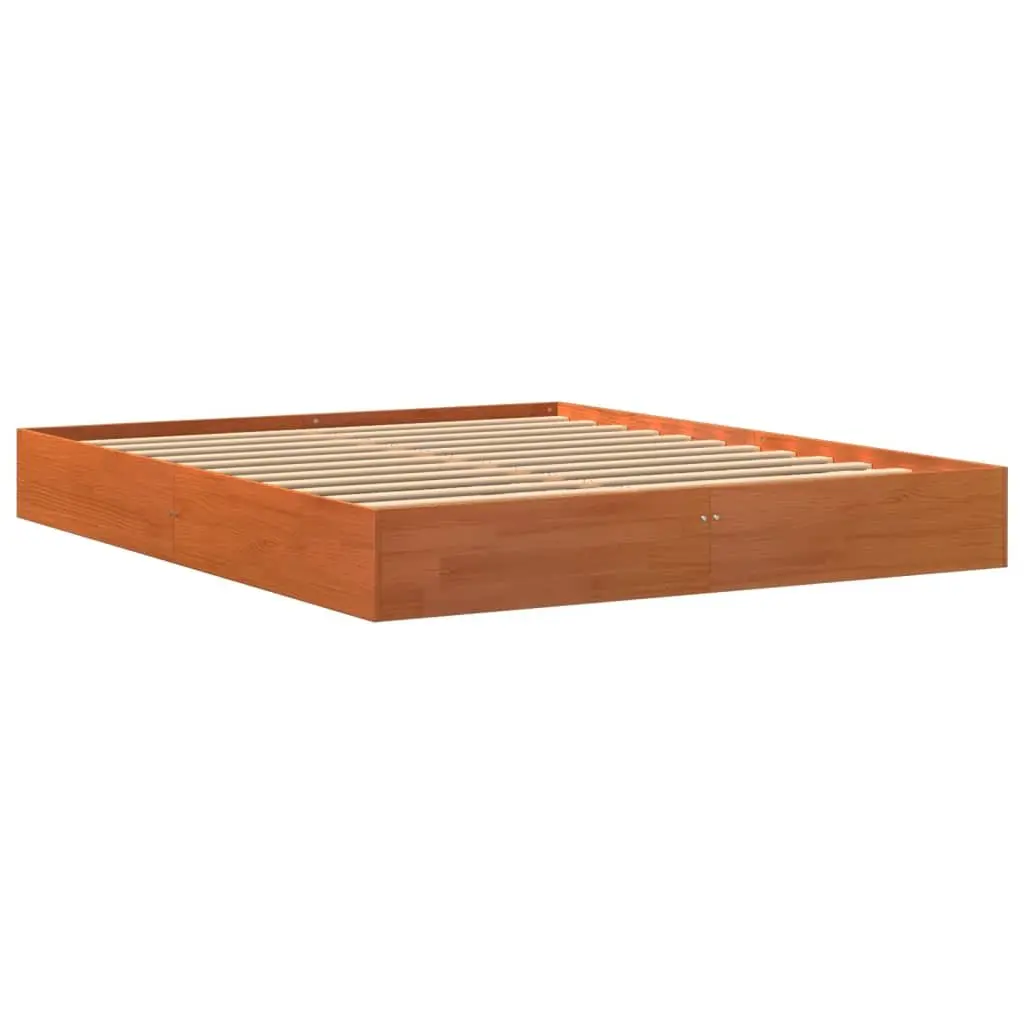 Brown Solid Pine Bed Frame 150x200 cm Sturdy Wooden Platform for Bedroom Sleep Furniture