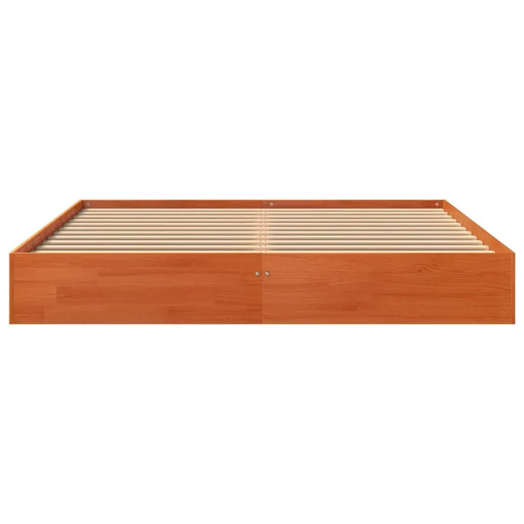 Brown Solid Pine Bed Frame 150x200 cm Sturdy Wooden Platform for Bedroom Sleep Furniture