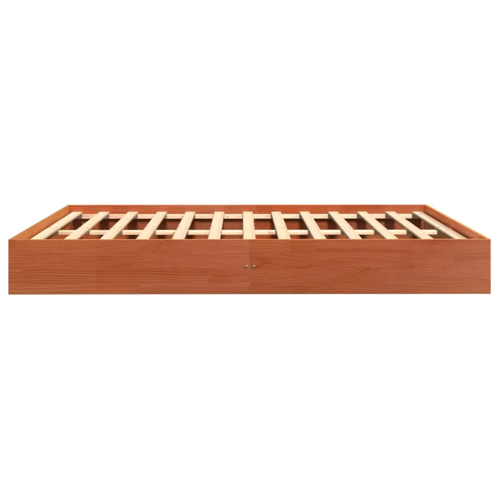 Brown Solid Pine Bed Frame 150x200 cm Sturdy Wooden Platform for Bedroom Sleep Furniture