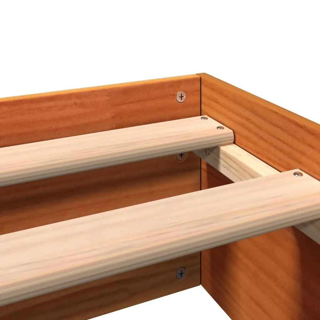 Brown Solid Pine Bed Frame 150x200 cm Sturdy Wooden Platform for Bedroom Sleep Furniture