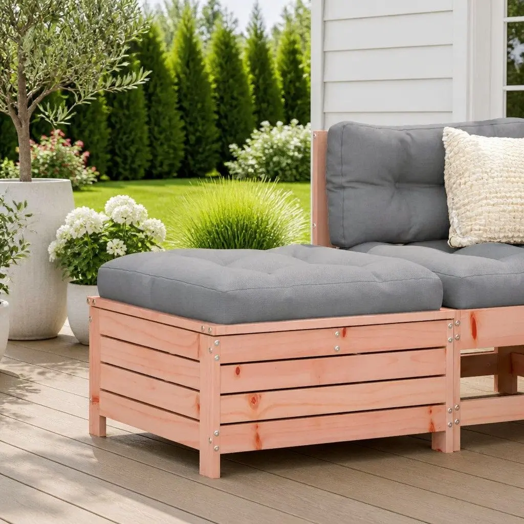 Wooden Garden Footstool Ottoman Outdoor Seat Storage Brown 62 x 63.5 x 32 cm