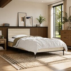 Reliable 90x190cm Bed Frame with Headboard in Brown