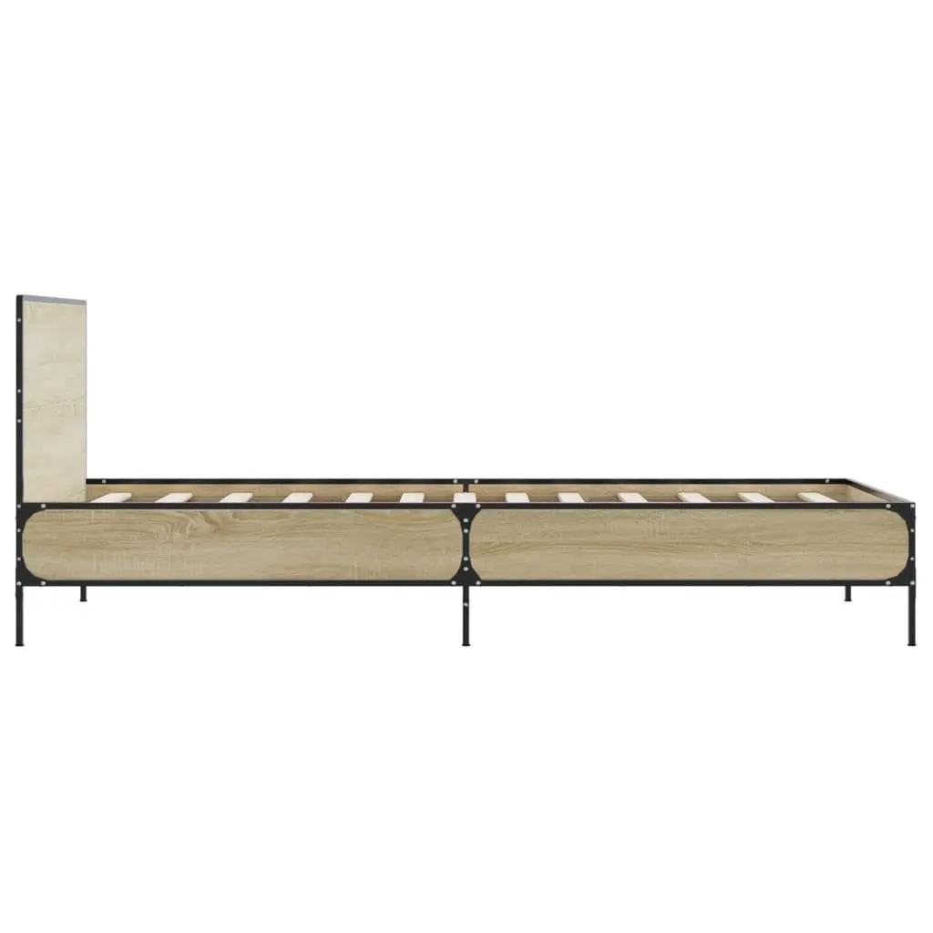 Bed Frame Single Support 90x190cm Brown Wooden Slats Headboard