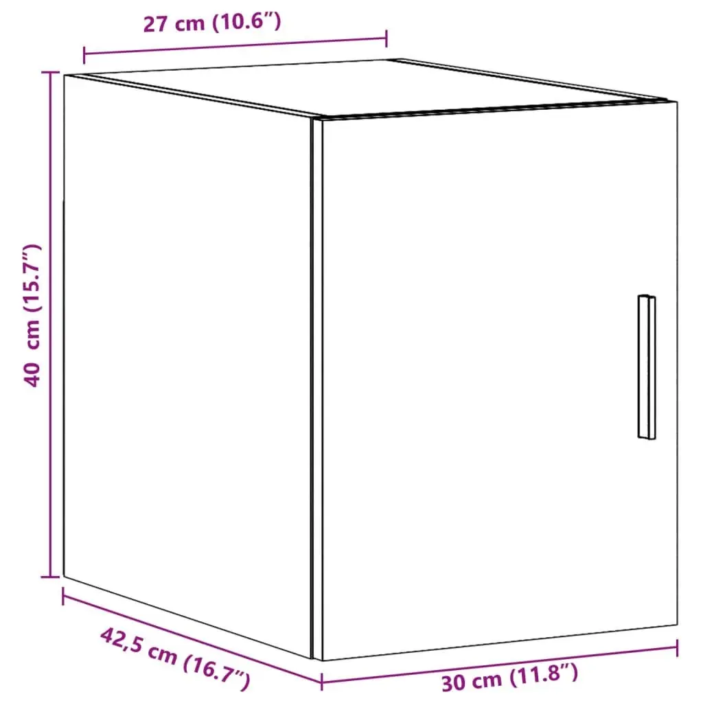 Wall Cabinet White Floating Storage Engineered Wood Hanging Shelves 30x42.5x40cm