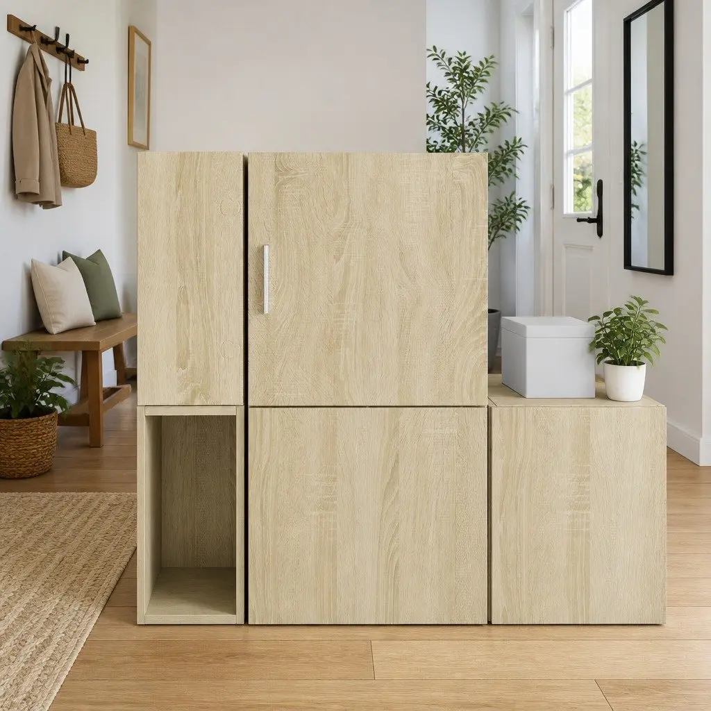 Wall Cabinet Brown Engineered Wood Floating Storage Hanging Sideboards Buffet