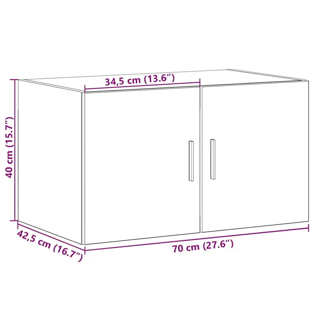 Wall Cabinet Storage Cabinet 70x42.5x40 cm White Engineered Wood