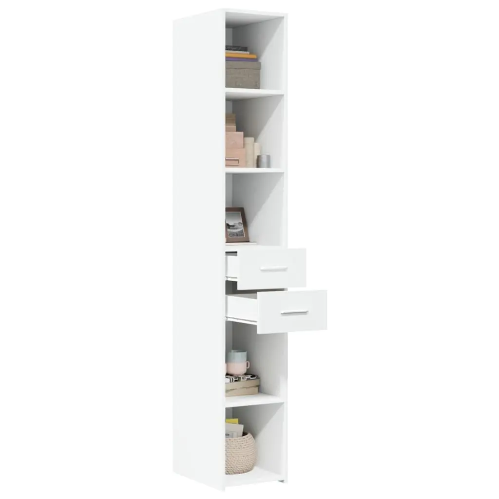Highboard Storage Cabinet White Modern Engineered Wood 30 x 42.5 x 185 cm