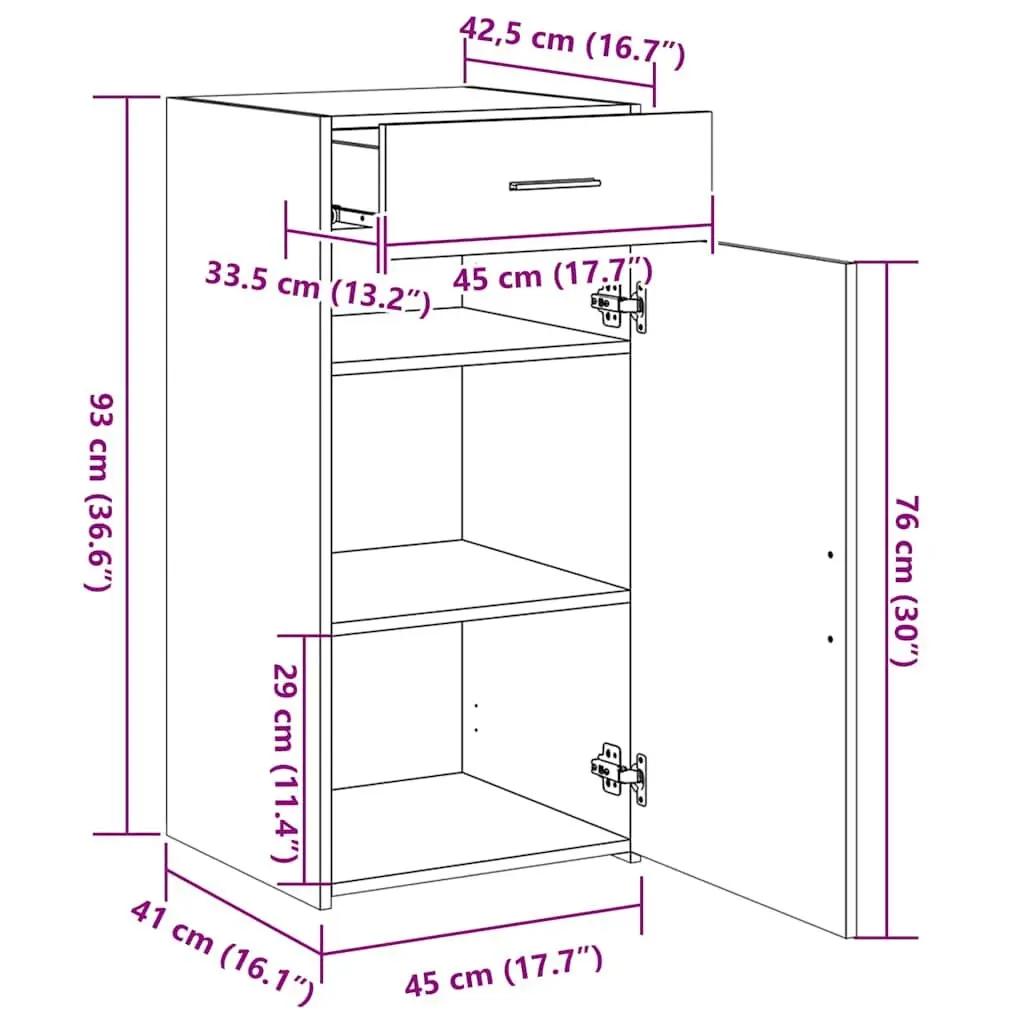 White Sideboard Cabinet Storage Cupboard with Drawer Door Engineered Wood