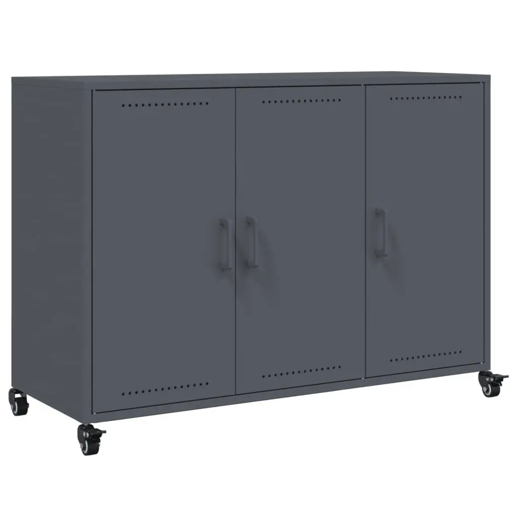 Sideboard Anthracite Storage Cabinet with Wheels Elegant Interior Furniture