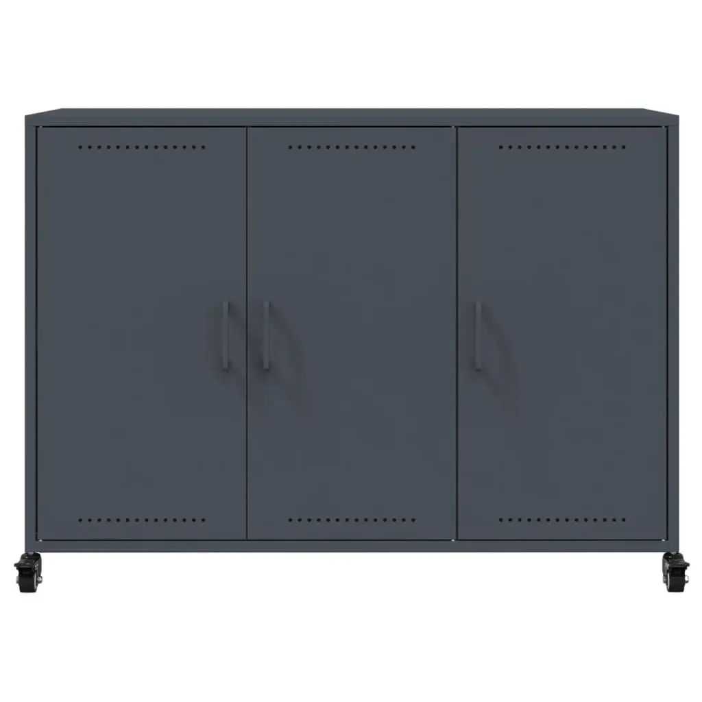 Sideboard Anthracite Storage Cabinet with Wheels Elegant Interior Furniture