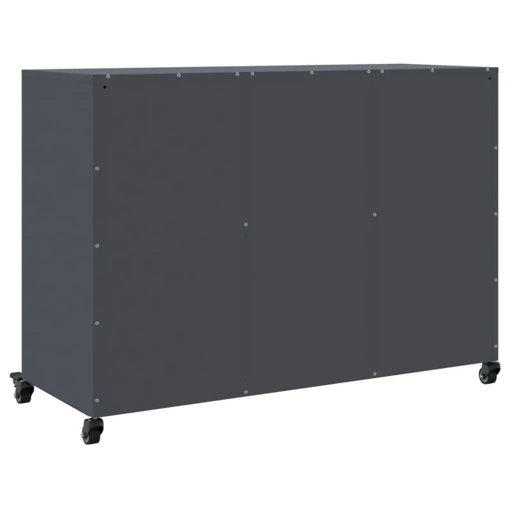 Sideboard Anthracite Storage Cabinet with Wheels Elegant Interior Furniture