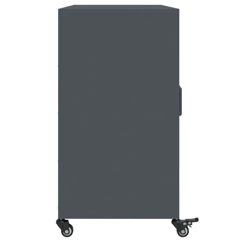 Sideboard Anthracite Storage Cabinet with Wheels Elegant Interior Furniture