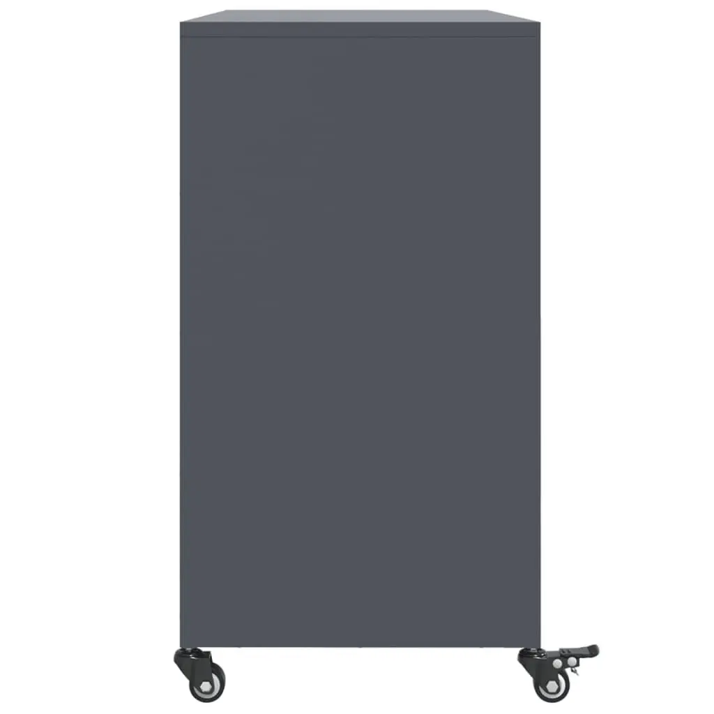 Sideboard Storage Cabinet Anthracite Steel 100.5 x 39 x 72 cm with Wheels for Bedroom Living Room Furniture