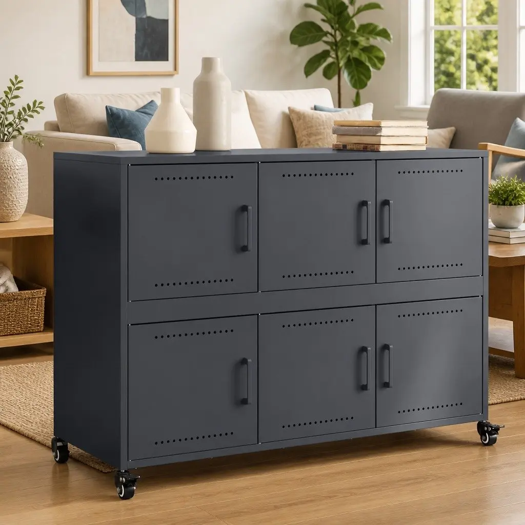 Sideboard Storage Cabinet with Wheels 100.5x39x72 cm Anthracite