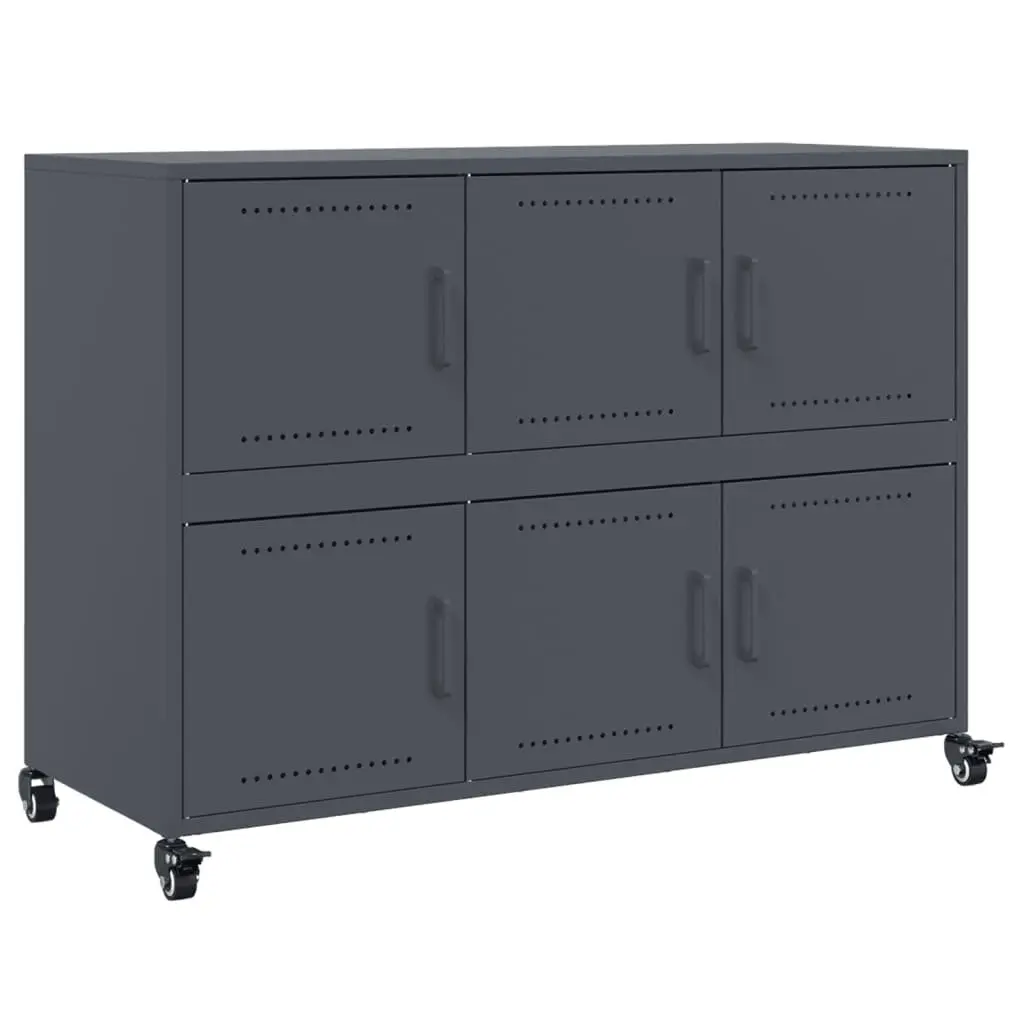 Sideboard Storage Cabinet with Wheels 100.5x39x72 cm Anthracite